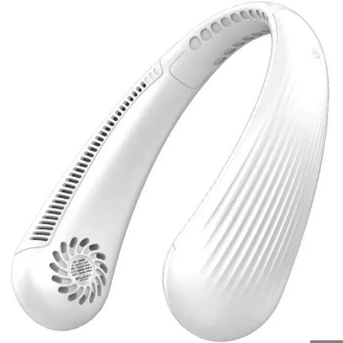 Ventilateur USB 2200 mAh silencieux sans pales rechargeable 3 vitesses pour le bureau la maison les voyages (blanc)
