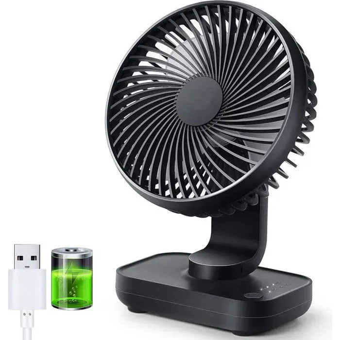 Ventilateur USB 4000mAh 4 vitesses portable & détachable – idéal bureau maison extérieur