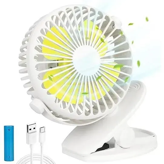 Ventilateur USB - AMOUNE - Pince de Table - Silencieux - 3 Vitesses - Blanc