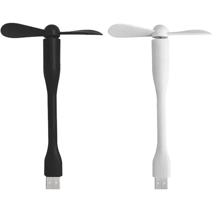 Ventilateur USB - HANDEIU - Portable - Réglable à 360° - Pliable - Noir + Blanc