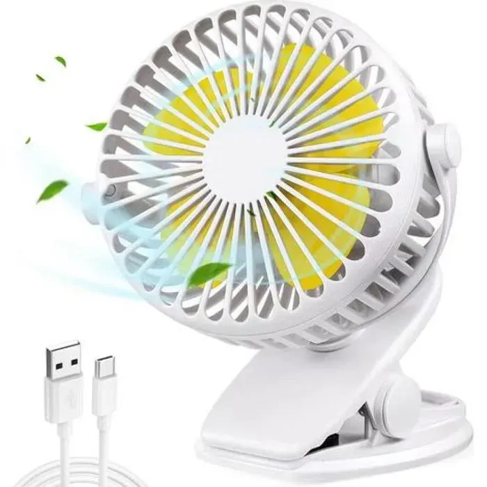 Ventilateur USB mini ventilateur de table avec batterie rechargeable 3 vitesses refroidissement réglable à 360°