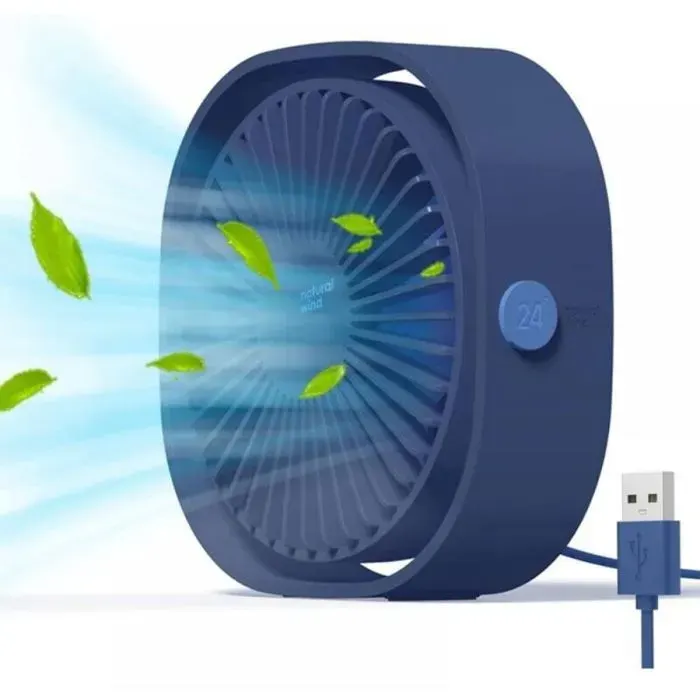 Ventilateur USB Mini Ventilateur Portable Ventilateur Silencieux Ventilateur Bureau 3 Vitesses Réglable Alimenté par USB pour la