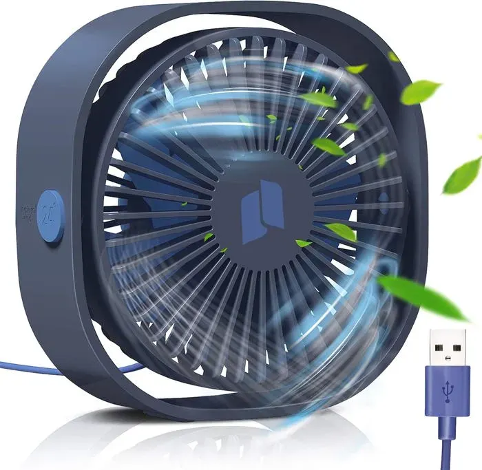 Ventilateur USB - ODIPIE - Mini - Bleu - Silencieux - 3 vitesses - Rechargeable USB
