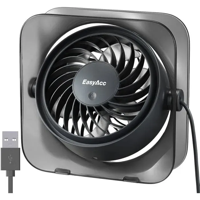 Ventilateur USB portable - EasyAcc - Mini format compact - 3 vitesses réglables - Puissance jusquà 49 m/s