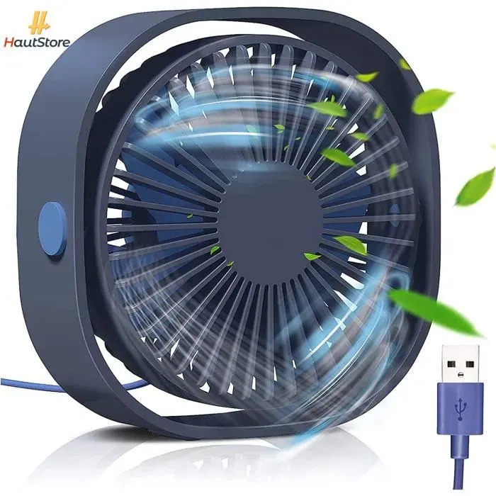 Ventilateur USB portable - HAUTSTORE - Modèle compact - Silencieux 3 vitesses - Moteur sans balais