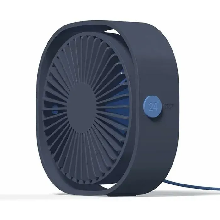 Ventilateur USB portable - MICH - Mini - Silencieux - 3 vitesses - Bleu-Ensoleillé - 123x123x50 mm - Pivotant 360°