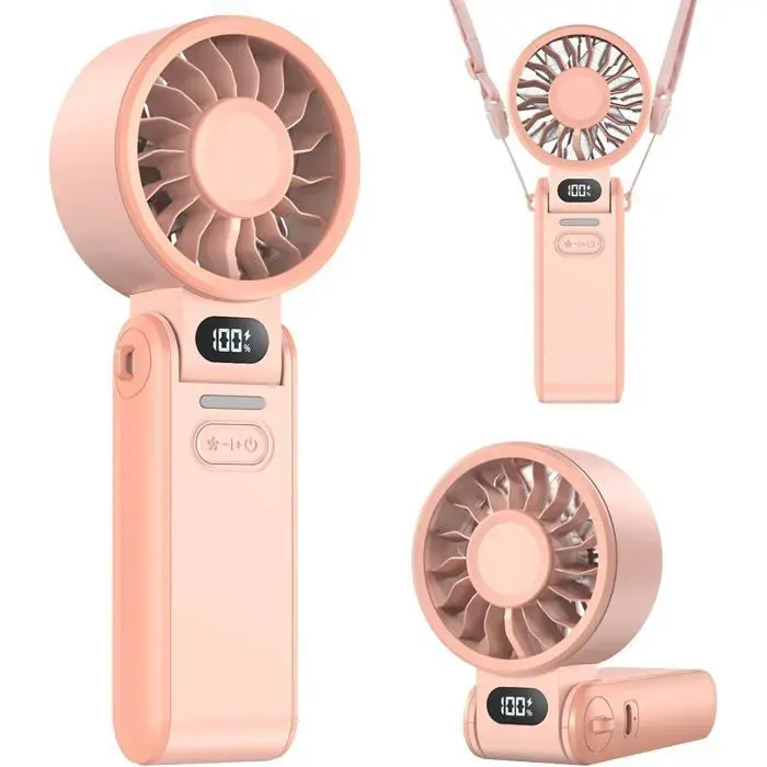 Ventilateur USB Portable Rechargeable - Silencieux 3600 mAh - 100 Vitesses - Pliable - Bureau Voyage