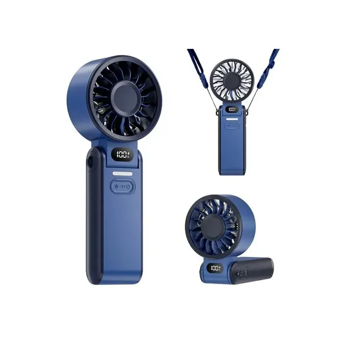 Ventilateur USB portable - UIONVO - Mini Pliable - Batterie 4000 mAh - 100 vitesses - Écran LED