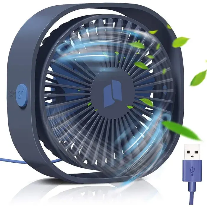 Ventilateur USB - PZCC - Mini Ventilateur Portable - 3 Vitesses - Silencieux - Compact