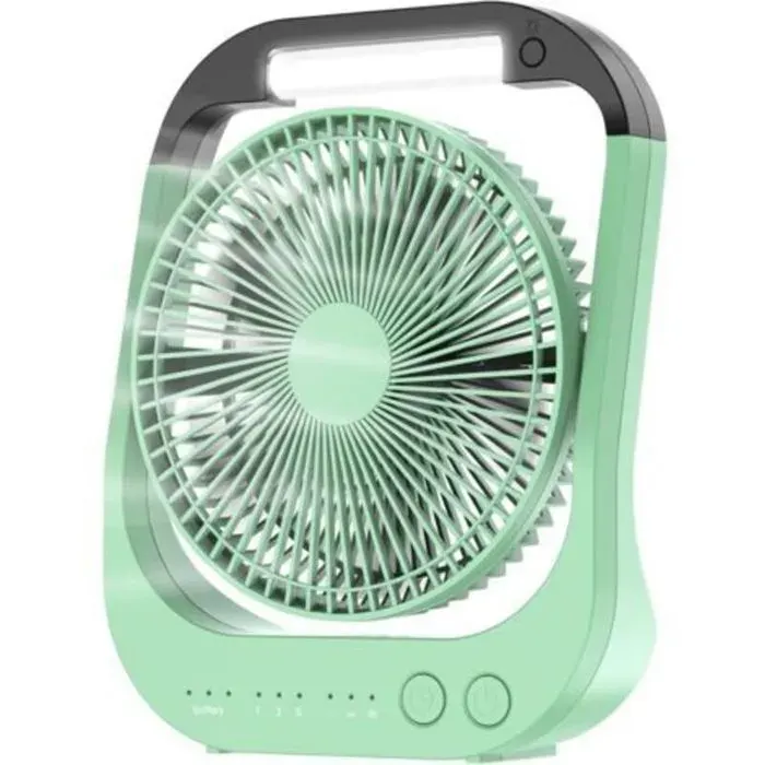 Ventilateur USB Rechargeable 10000mAh - LON® - 4 Vitesses 8 Pouces - Noir - Rotation 180° LED Minuterie