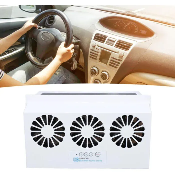 Ventilateur utomobile olaire ras BS lanc vec atterie i-MH 200mAh t urification air ultifonction