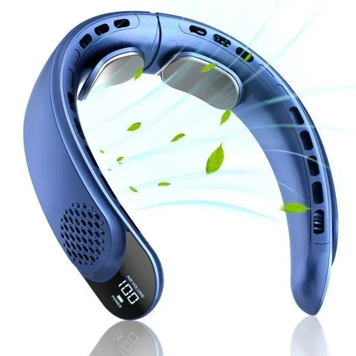 VentilateurdeCou4000mAhPortableSansFilUSB3VitessesVent360°AffichageLEDpourRandonnéeBureauSportDétente Label