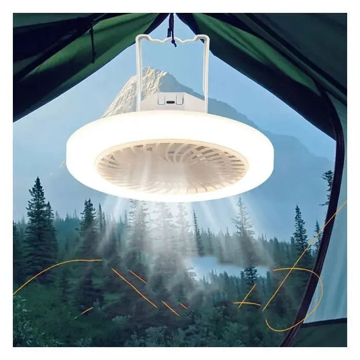 ventilateurs de camping suspendus dextérieur rechargeables 3 températures de couleur réglables 3 vitesses de vent blan