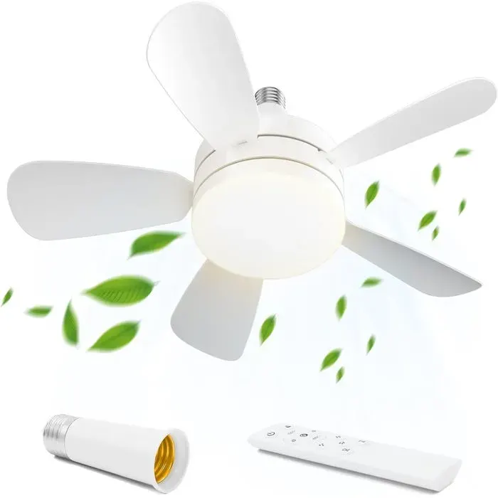 Ventilateurs de Plafond avec Lampe Intégrée LumiereLampe Ventilateur Plafond avec Douille E273 Vitesses Dimmable pour Chambre