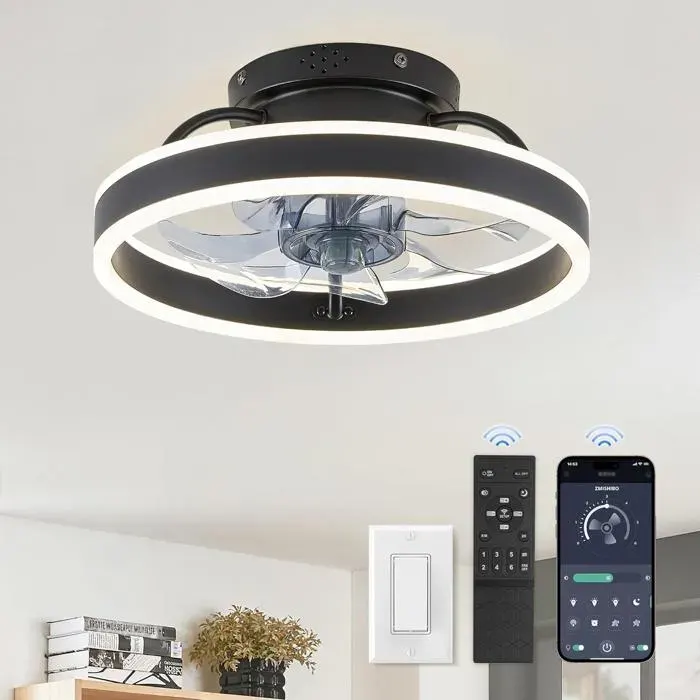 Ventilateurs de Plafond avec Lumières et Télécommande 6 vitesses réversible LED à variable 3 températures de couleur 33cm