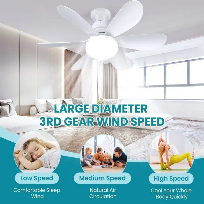 Ventilateurs de Plafond avec Lumières et Télécommande Ventilateur de Plafond à Intensité Variable 40 W 3 Vitesses Minuterie