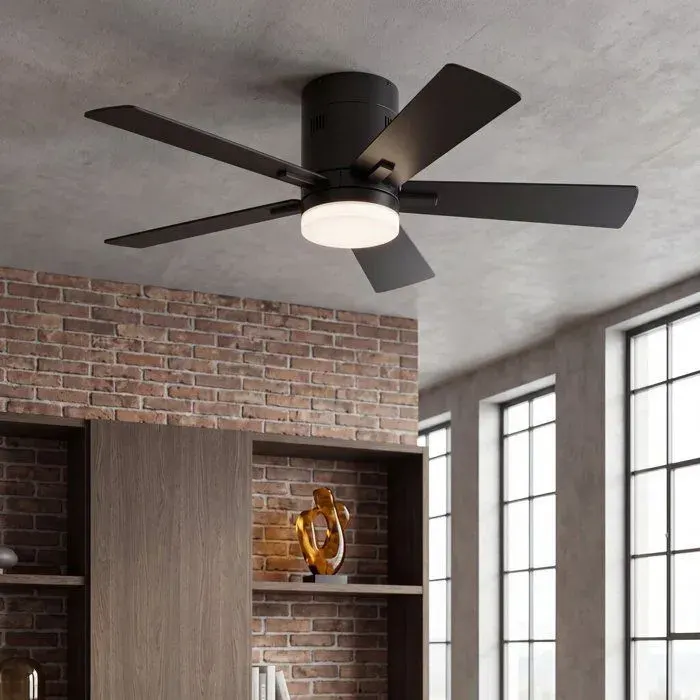Ventilateurs de plafond plafonnier ventilateur silencieux avec lumière modulable 5 pales commandé par télécommande 1066 cm noir