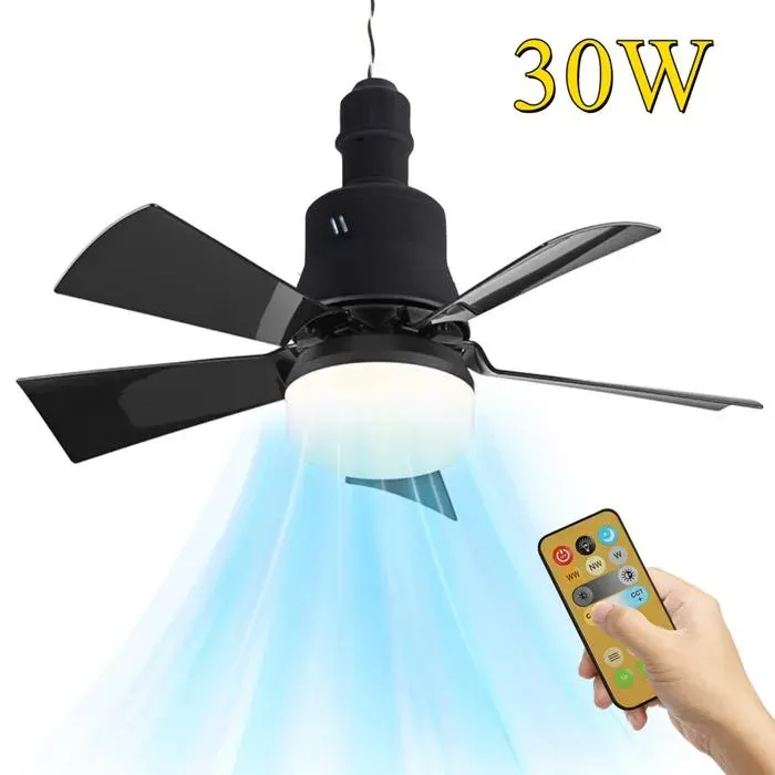 Ventilateurs Plafond 5 Pales Ventilateurs Plafond avec Lumières et Télécommande Dimmable Silencieux pour Chambre Salon 3 Vitesses — coloris Blanc