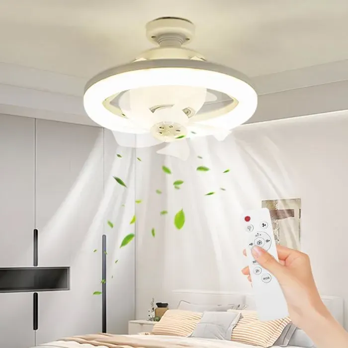 Ventilateurs Plafond avec Lumière Ventilateur Silencieux Plafond Avec Telecommande Diamètre 26cm(3 Couleurs style tête secouante)