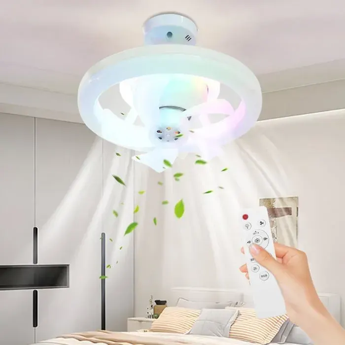 Ventilateurs Plafond avec Lumière Ventilateur Silencieux Plafond Avec TelecommandeLumière tricolore Diamètre 26cm