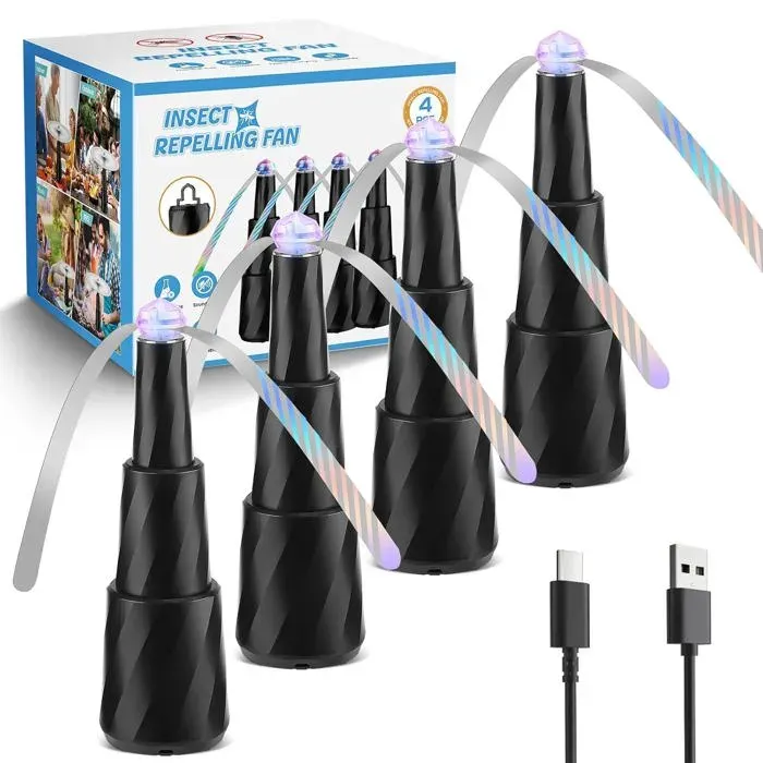 Ventilateurs Rétractables Anti-Mouches Pour Aliments Ventilateur Anti-Mouches Rechargeable Ventilateurs De Table (4 Pièces)