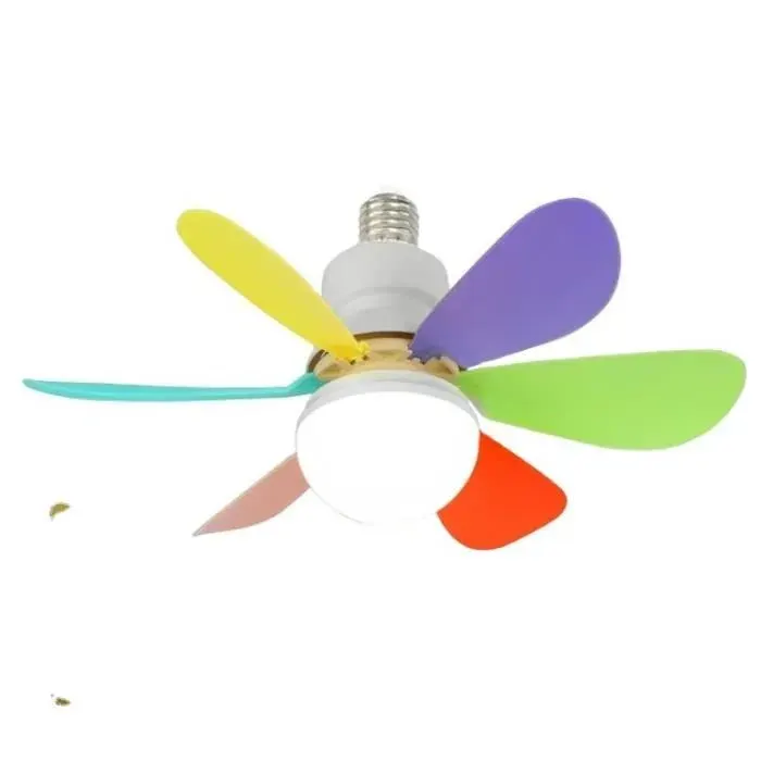 Ventilteur de Plfond vec Lumière et Telecommnde E27 Lmpe de Ventilteur Plfond vec Douille E27 3 Couleurs 6 Vitesses v9