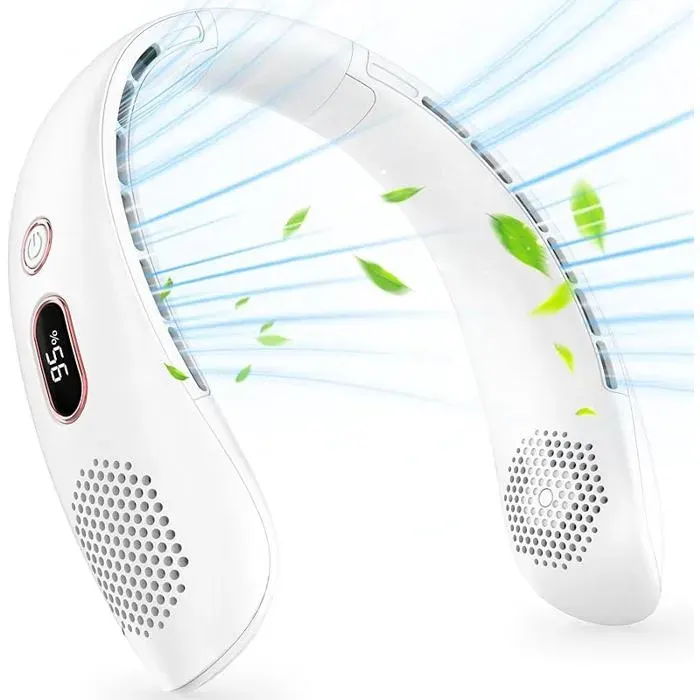 Ventiteur de CouPortable USB Ventiteur de cou sans me Silencieux avec flux à 360°3 Vitesses Bnc