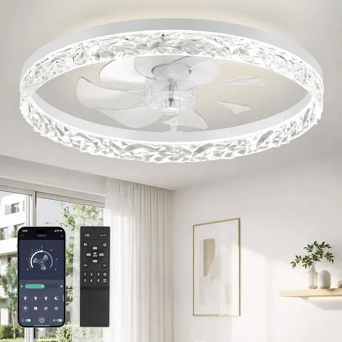 Ventiteur de PfondØ508 CmLed 3000K 6500K Dimmable 10% 100%Pfonnier Ventiteur Avec Lumière6 VitessesBnc VENTILATEUR DE PLAFOND