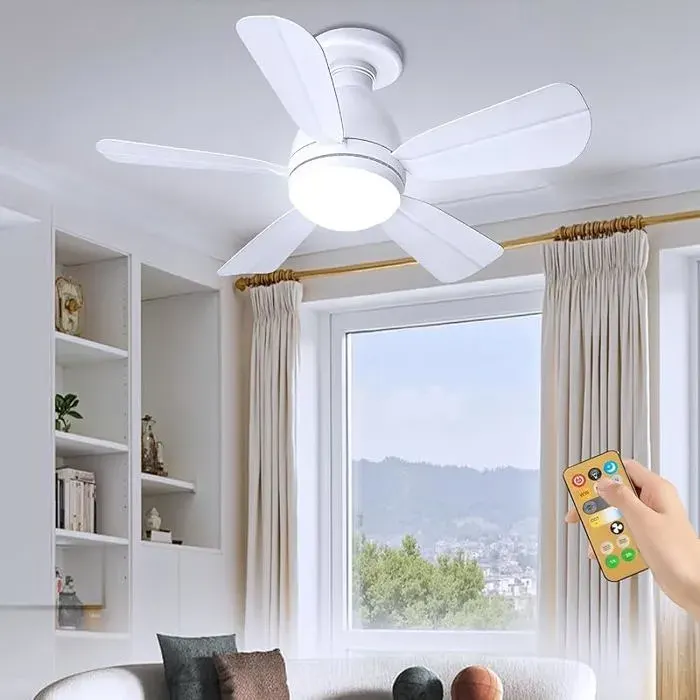 Ventiteur de Pfond avec Lumière et Télécommande50cm LED Ventiteur E27 Dimmable à Vis avec Minuterie3 Températures
