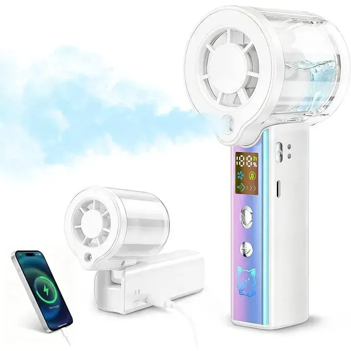 Ventiteur Portable BrumisateurVentiteur Main 16000 RPM avec 100 VitessesÉcran LED3000mAh Bnc