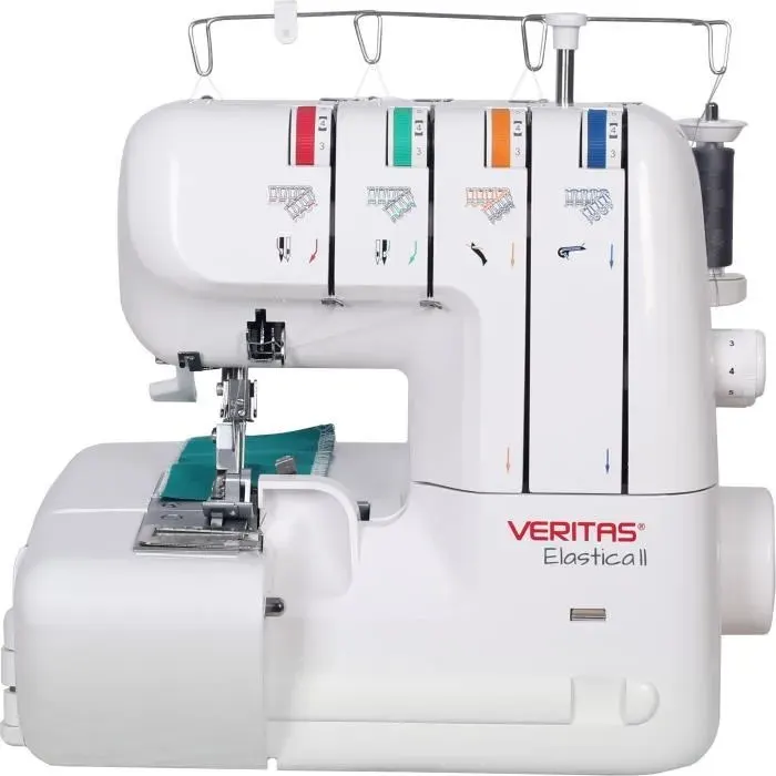 VERITAS ELASTICA - Surjeteuse à différentiel - 12 types de points - 75-1000 points par minute - Machine à 4-3-2 fils - Bac à dechet