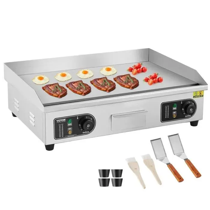 VEVOR Plancha Électrique 4000 WPlaque à Snacker Commerciale PlatePlaque de Cuisson en Fer et InoxTempérature Réglable 50-300