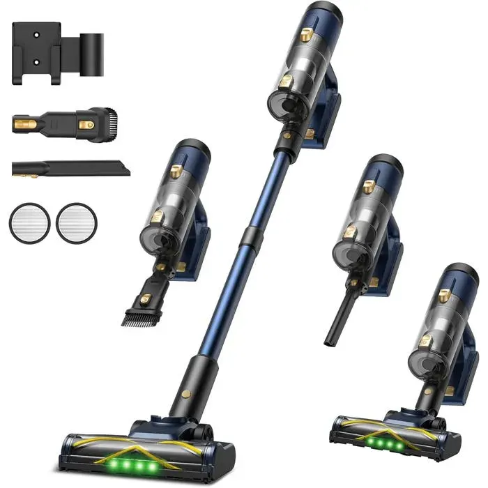 VEXILAR V12 Aspirateur balai sans fil 450W 50 kPa 50 min HEPA H11 Brosse anti‑tangle Bleu