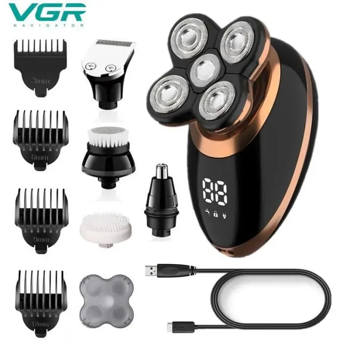 VGR rasoir 5 en 1 rasoir électrique flottant USB Rechargeable lavable hommes rasoir appareils de soins personnels électrique V-316