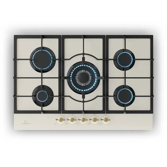 Victoria 75cm Plaque de Cuisson à Gaz 5 Feux Crème