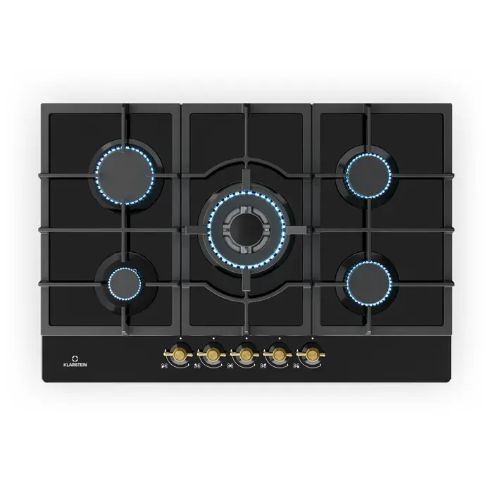 Victoria 75cm Plaque de Cuisson à Gaz 5 Feux Noir