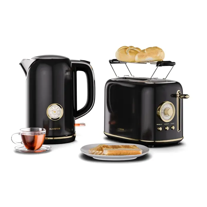 Victoria Ensemble Grille-pain Bouilloire Électrique 17L 2200W Noir