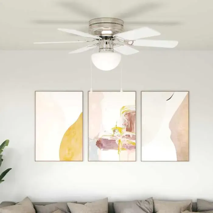 vidaXL Ventilateur de plafond avec lumière Ø 82 cm Blanc - Design moderne - FR115
