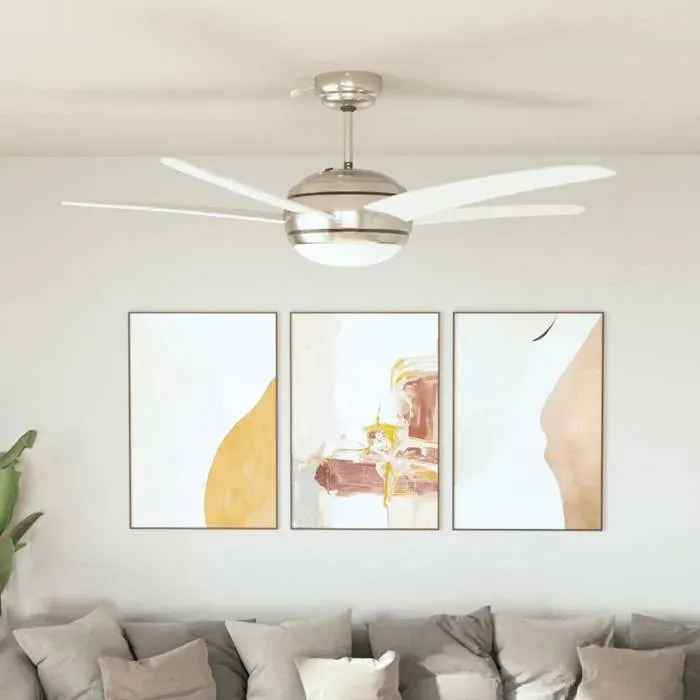 vidaXL Ventilateur de plafond orné avec lampe 128 cm Blanc 50538