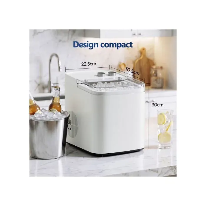 VINGLI Machine à Glaçons 14kg en 24h 9 Glaçons en 6 Minutes Auto-Nettoyante Commande Rotative 2 Tailles de Glaçons Idéale Soirée