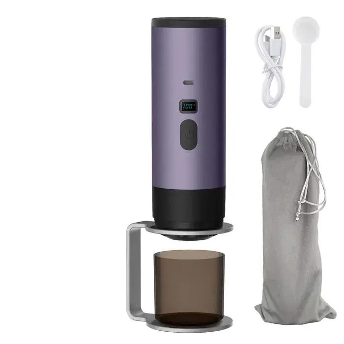 Violet Machine à café portable capsules espresso électrique mini 15Bar cafetière chauffante USB maison voitureavec support inclus