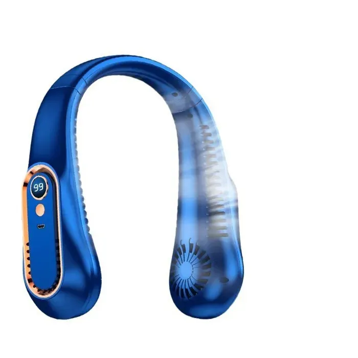 Virex® - Ventilateur de cou Bleu - Ventilateur de cou - 5 supports - Sans fil - Ventilateur de cou - Ventilateur de visage