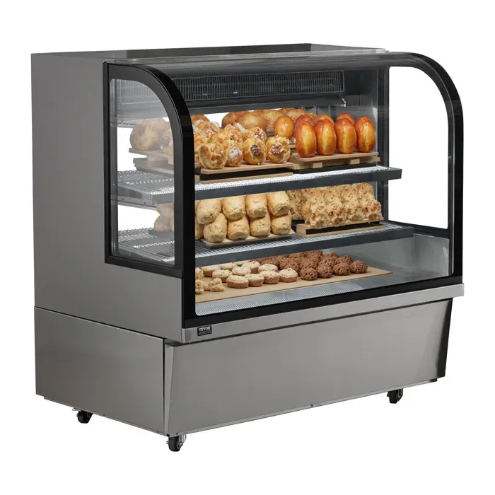 Vitrine Réfrigérée Commerciale 505 L-VEVOR-Vitrine à Pâtisserie 4 Niveaux-Réfrigérateur avec Éclairage LED-Boulangerie Gâteau