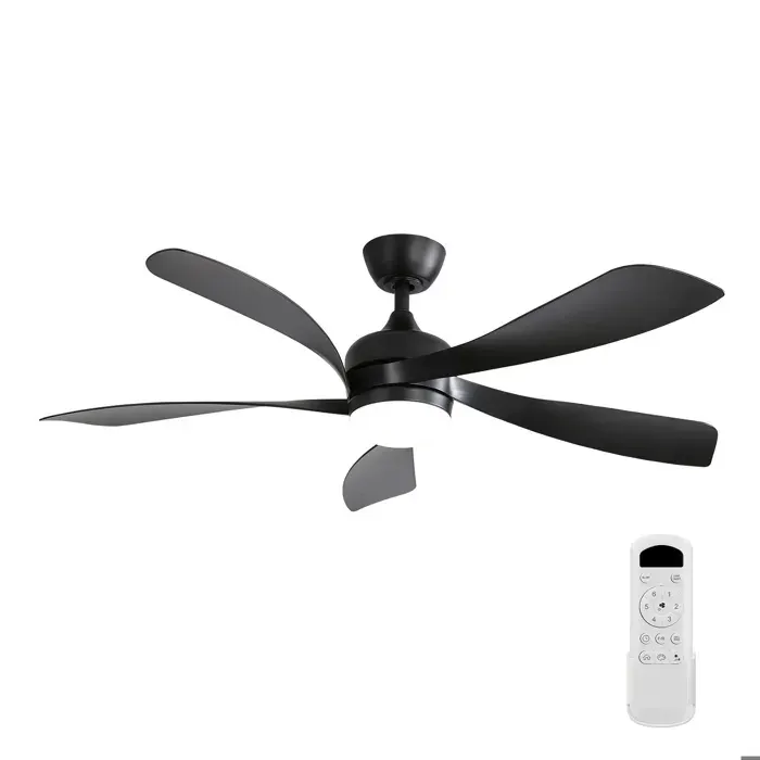 VLIVRA Ventilateur de plafond avec LED silencieux réversible 6 vitesses télécommande en ABS noir 132 cm
