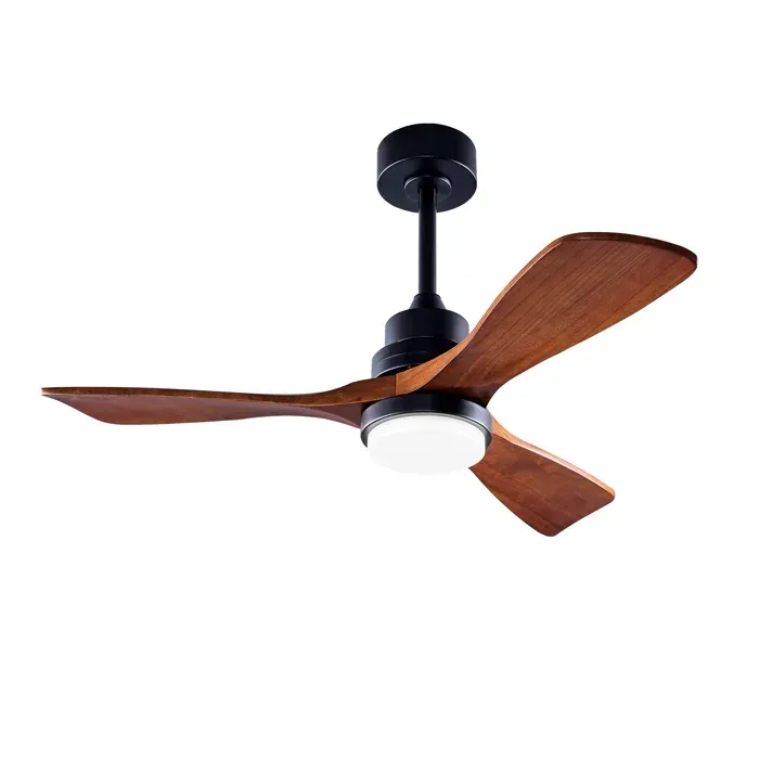 VLIVRA Ventilateur de Plafond avec Lumière Réversible à 6 Vitesses avec Télécommande en Métal et Bois Noir Noyer Foncé