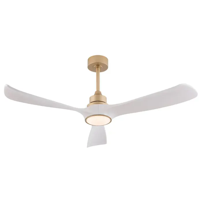 VLIVRA Ventilateur de Plafond avec Lumière Réversible Silencieux avec Télécommande 6 Vitesses en ABS Blanc et Doré 52 pouces