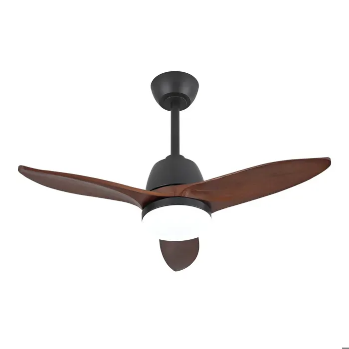 VLIVRA Ventilateur de plafond LED réversible silencieux avec 3 températures en Bois Massif Noir et Noyer Foncé 914 cm