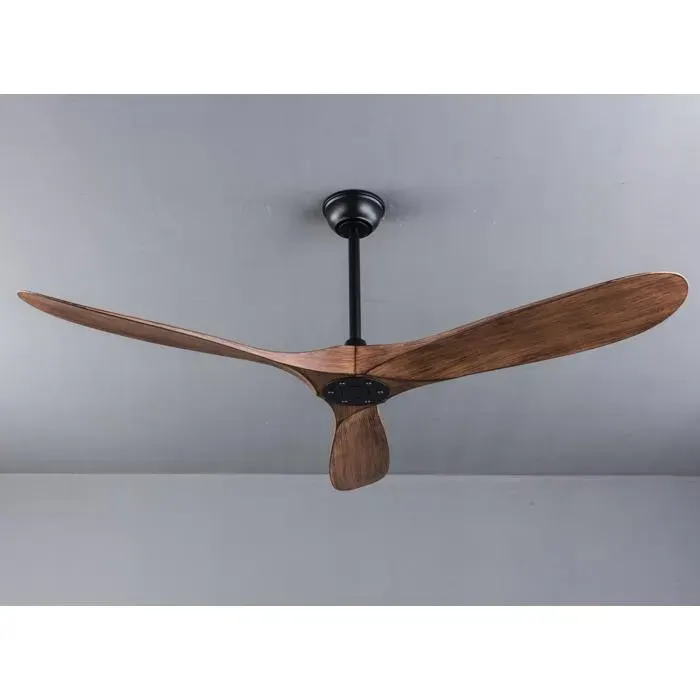 VLIVRA Ventilateur de Plafond sans Lumière avec Télécommande et Moteur Réversible Silencieux en ABS Noir Noyer Foncé 152 cm