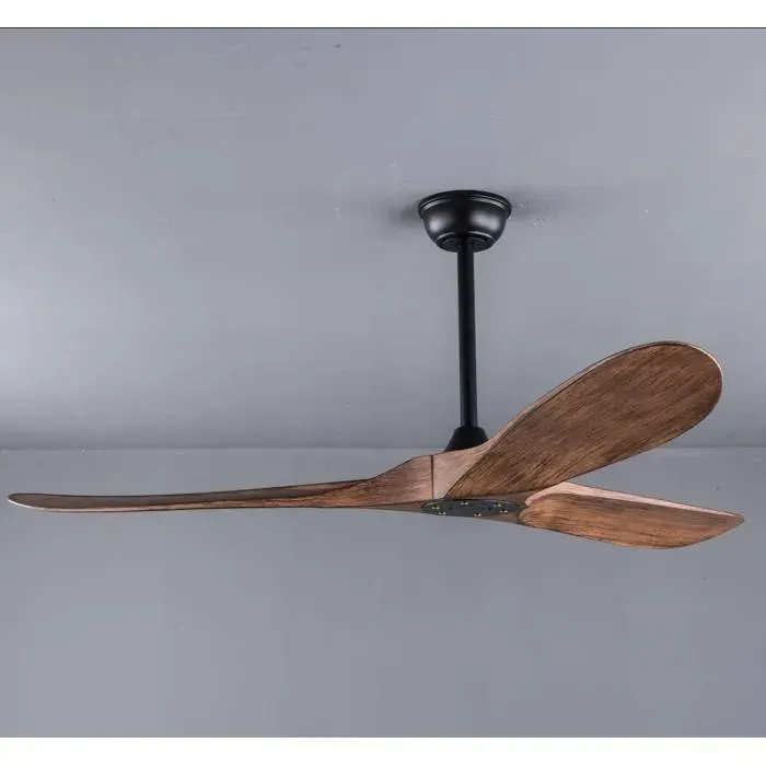 VLIVRA Ventilateur de Plafond Sans Lumière Réversible à 6 Vitesses avec Télécommande en ABS Noir et Noyer Foncé 42 pouces