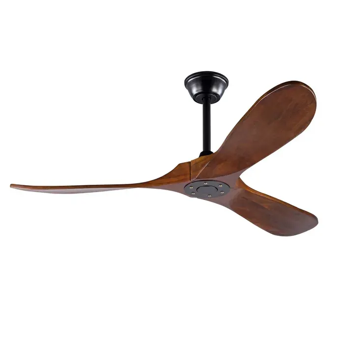 VLIVRA Ventilateur de plafond silencieux réversible 6 vitesses avec télécommande en bois noir et noyer foncé 52 pouces